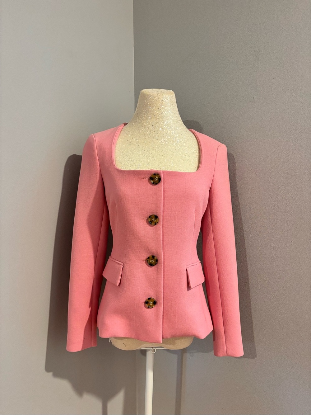NEVER WORN Veronica Beard Pink Square-Neck Button Front Blazer
